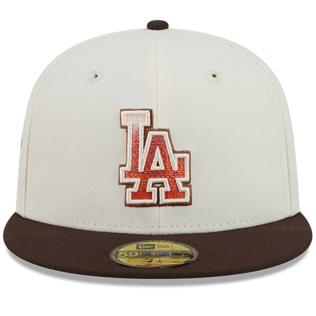 Los Angeles Dodgers New Era Pumpkin Spice 59FIFTY Fitted Hat - Natural/Brown Techwosell