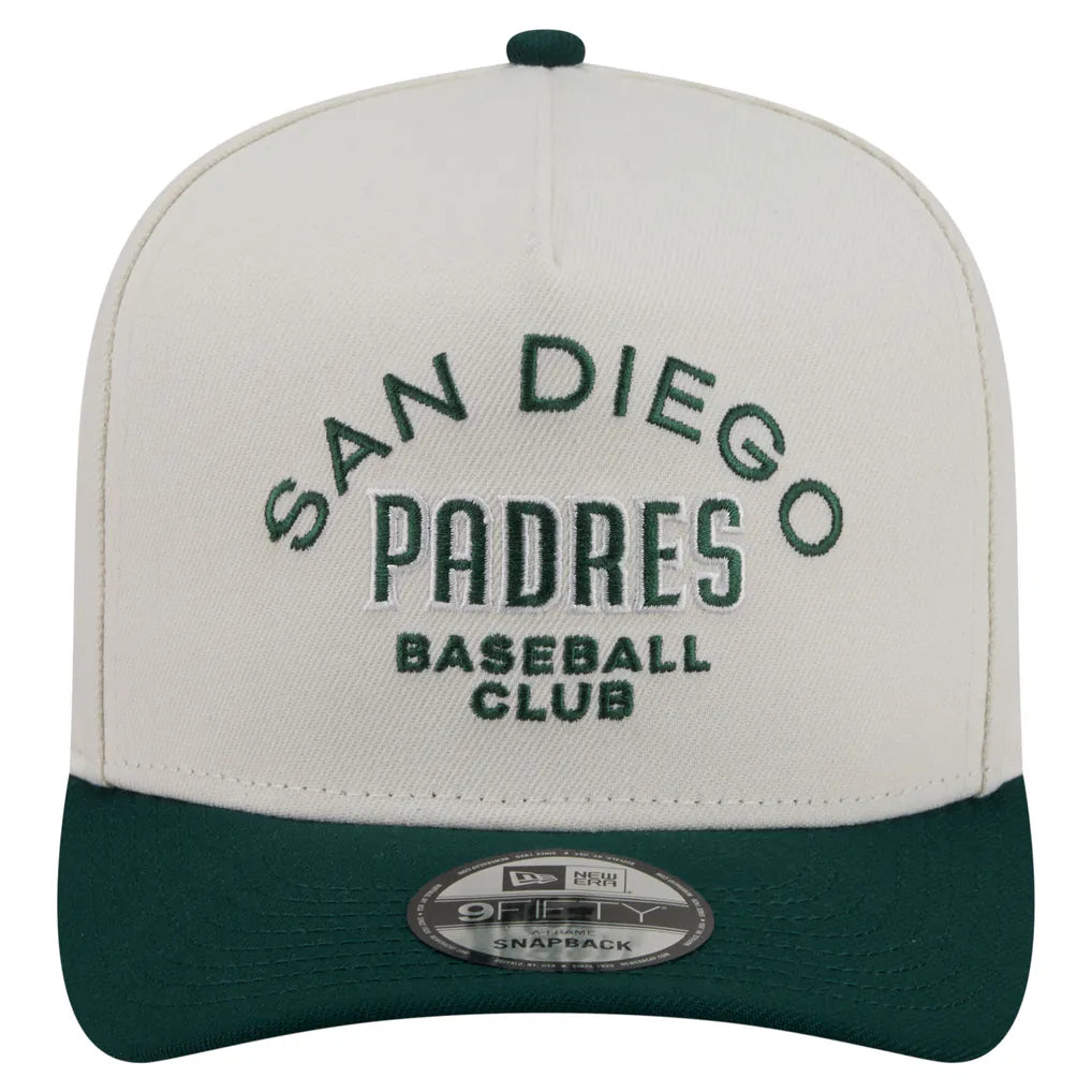 San Diego Padres New Era Chrome A-Frame 9FIFTY Snapback Hat - Cream/Dark Green