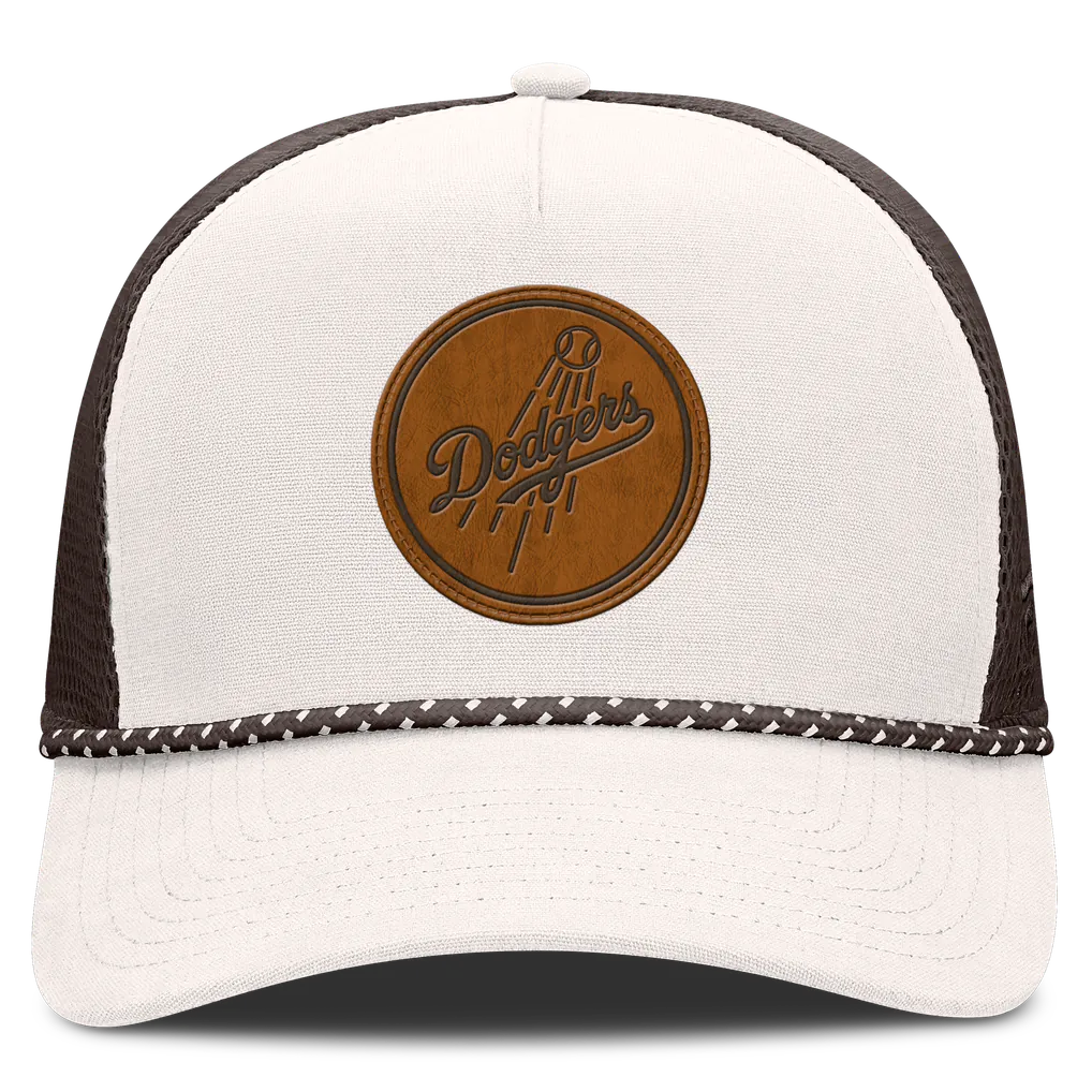 Los Angeles Dodgers Fanatics Level Up Bronco Adjustable Trucker Hat - Cream/Brown