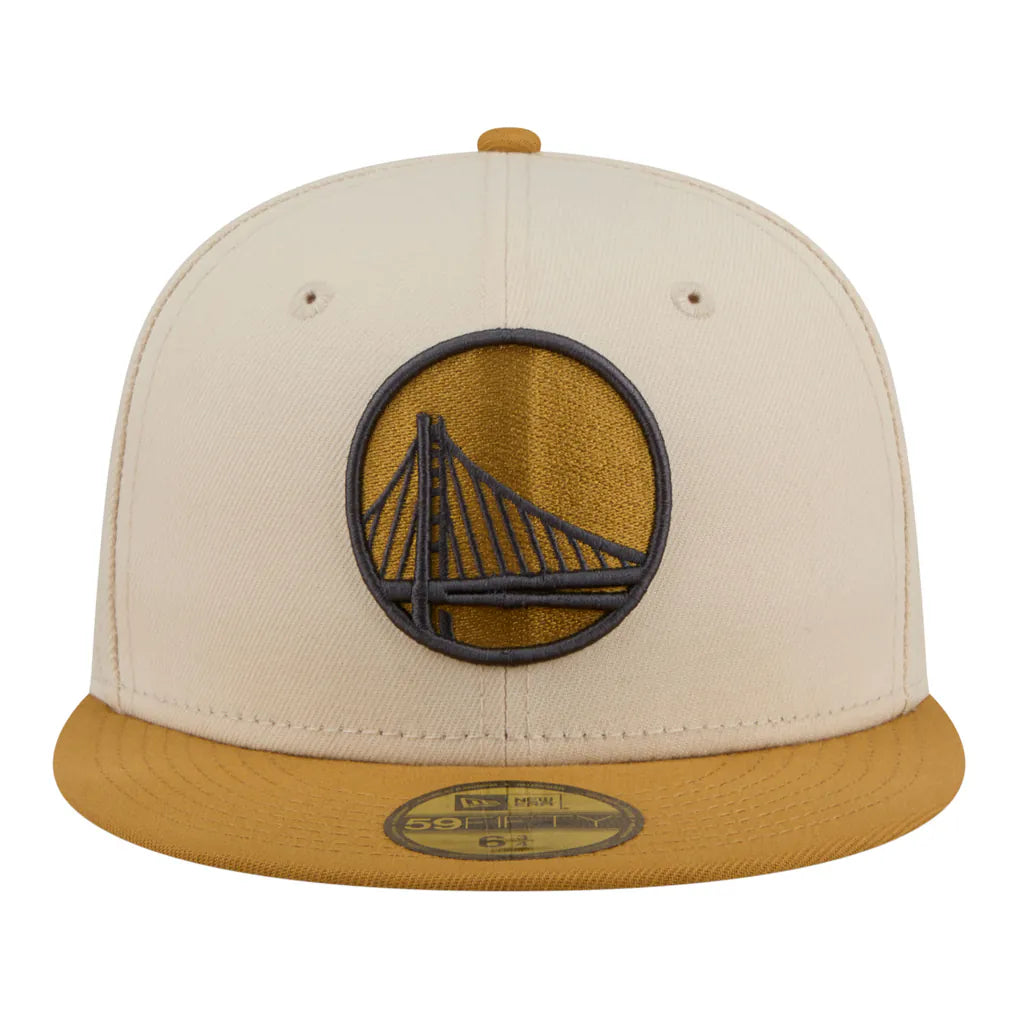Golden State Warriors New Era Two-Tone Color Pack 59FIFTY Fitted Hat - Cream/Tan Techwosell