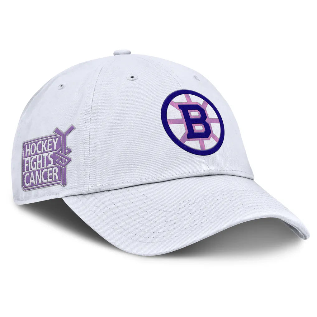 Boston Bruins Fanatics Authentic Pro Hockey Fights Cancer Adjustable Hat - White Techwosell