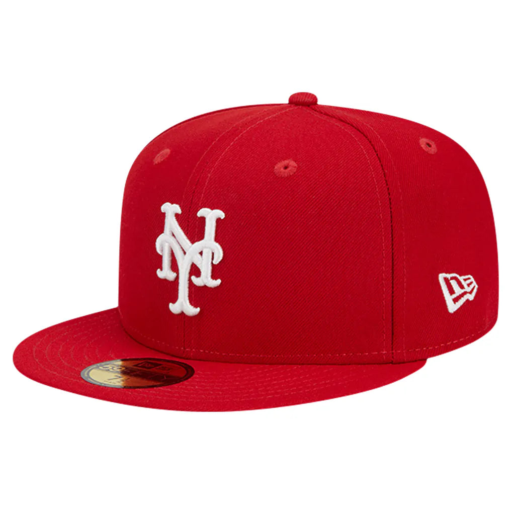 New York Mets New Era Logo 59FIFTY Fitted Hat - Red