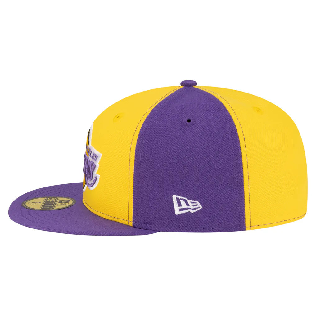 Los Angeles Lakers New Era 80s Throwback Pinwheel 59FIFTY Fitted Hat - Gold/Purple