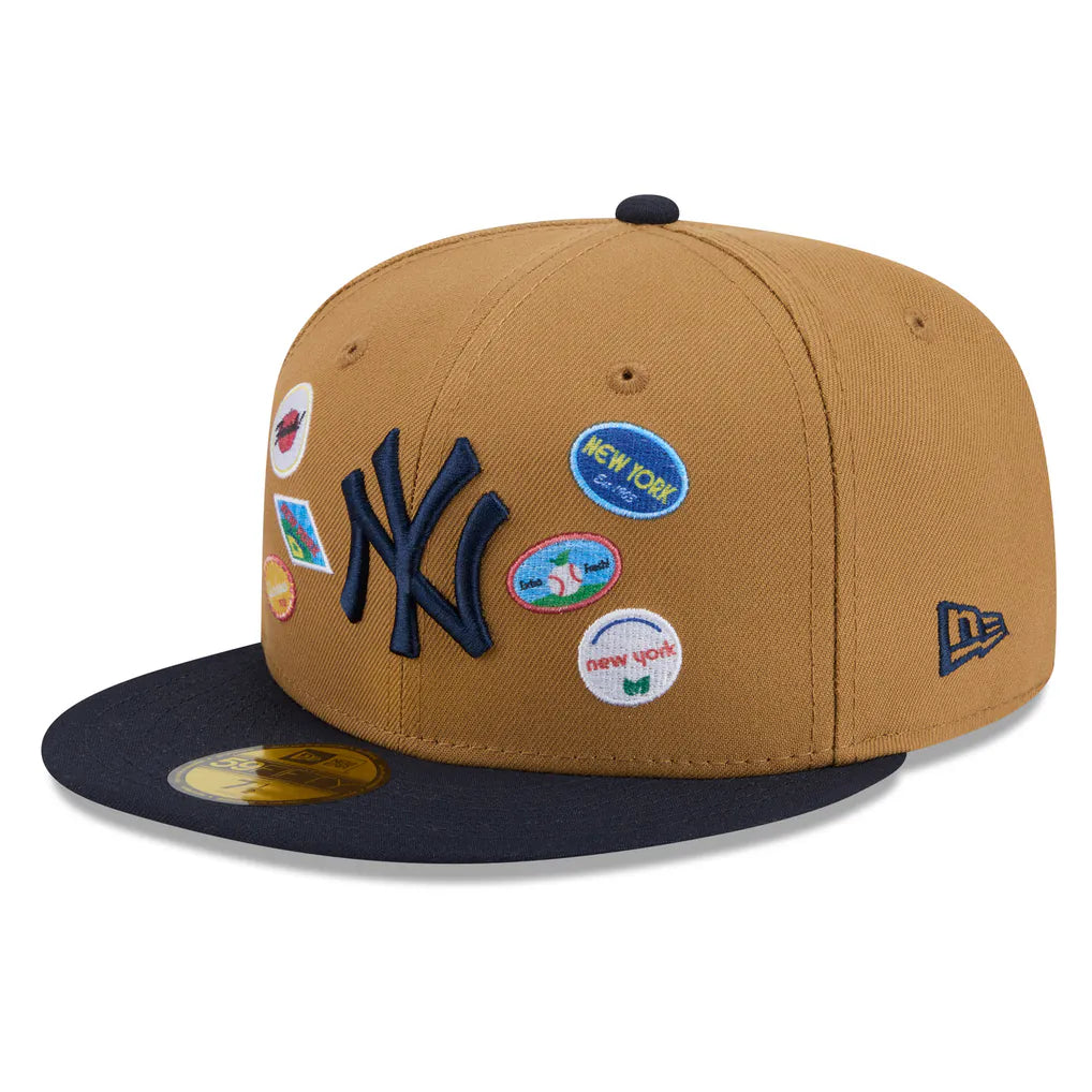New York Yankees New Era Fruit Sticker 59FIFTY Fitted Hat - Tan