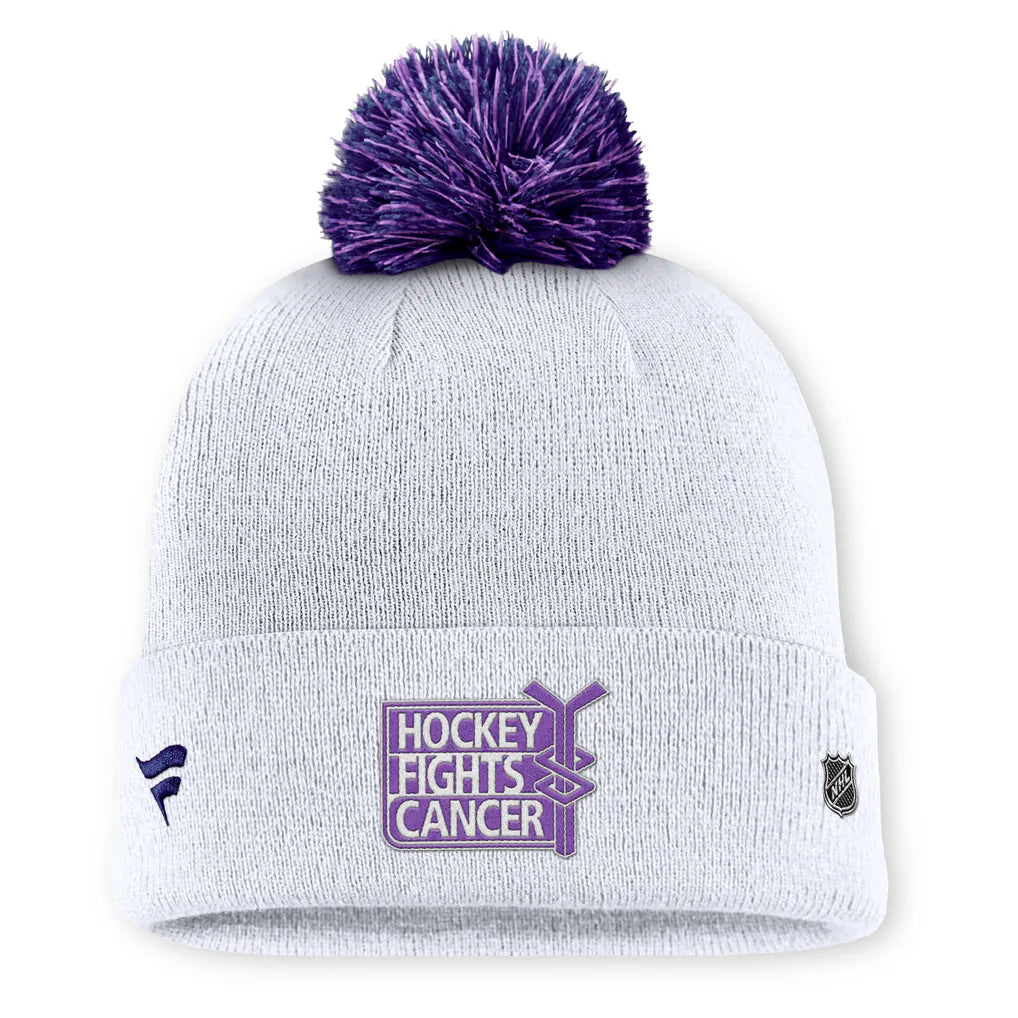 Boston Bruins Fanatics Authentic Pro Hockey Fights Cancer Cuffed Knit Hat with Pom - White Techwosell