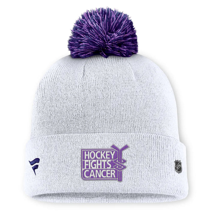 Boston Bruins Fanatics Authentic Pro Hockey Fights Cancer Cuffed Knit Hat with Pom - White