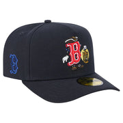 Boston Red Sox New Era Cartoon A-Frame 59FIFTY Fitted Hat - Navy Techwosell