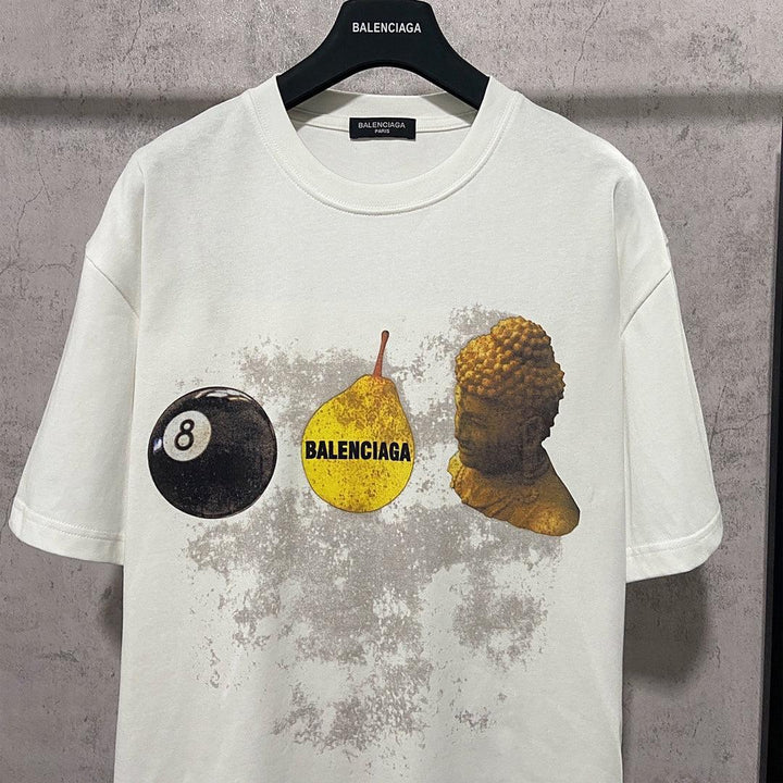 Balenciaga Cream T-Shirt Without Collar