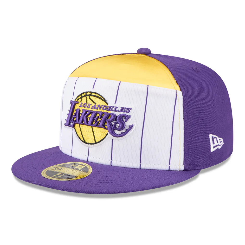 Los Angeles Lakers New Era 2025 NBA Tip Off Split Panel 59FIFTY Fitted Hat - White/Purple Techwosell
