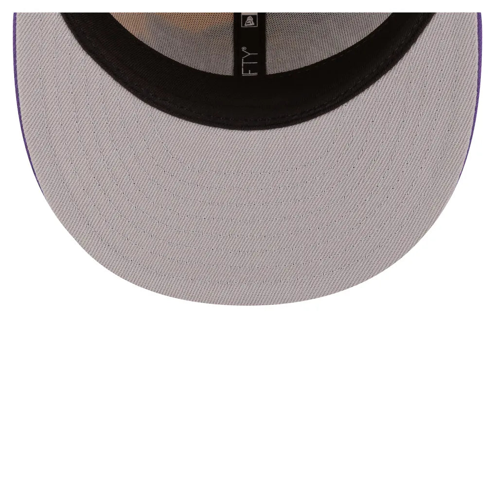 Los Angeles Lakers New Era 80s Throwback Pinwheel 59FIFTY Fitted Hat - Gold/Purple Techwosell
