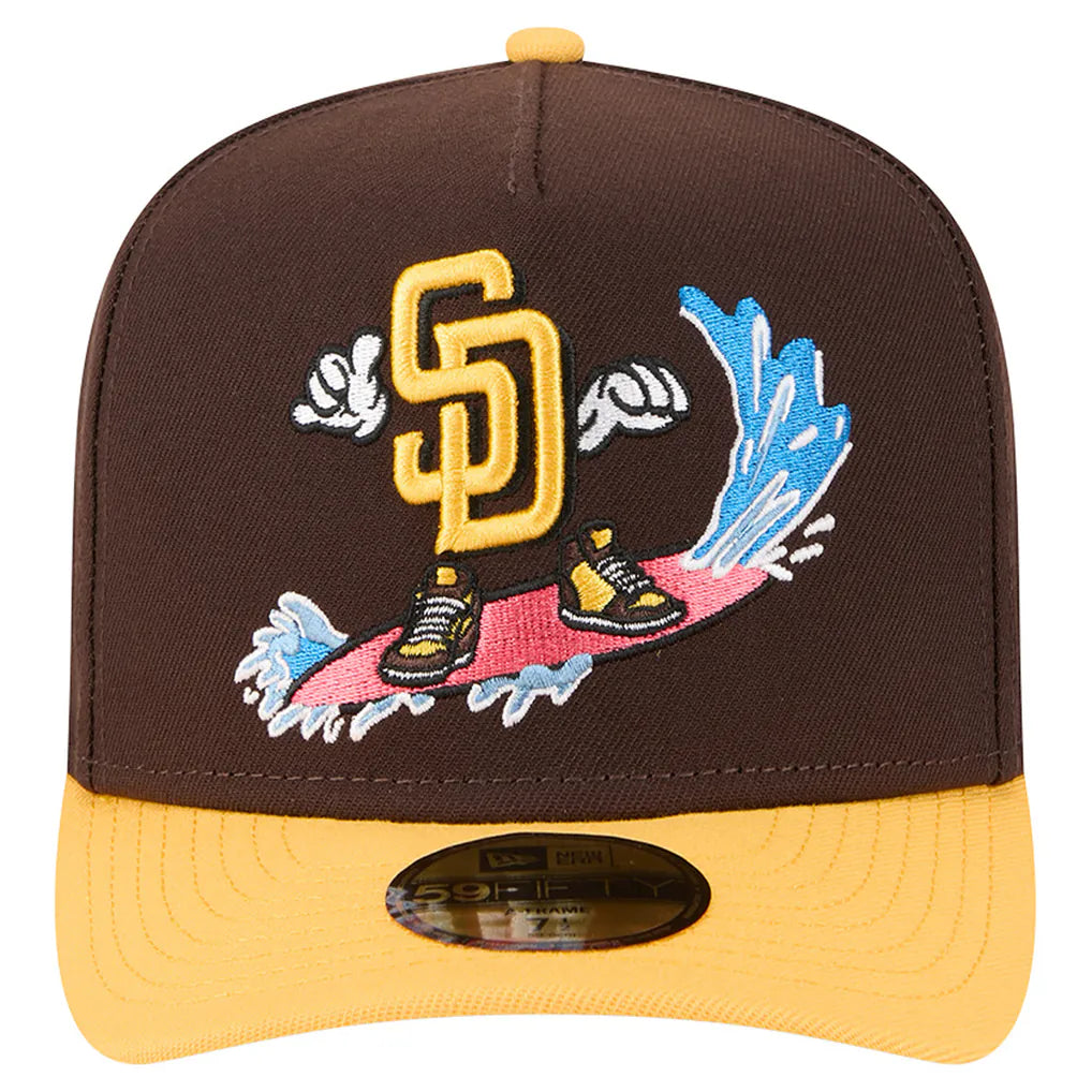 San Diego Padres New Era Cartoon A-Frame 59FIFTY Fitted Hat - Dark Brown/Yellow Techwosell
