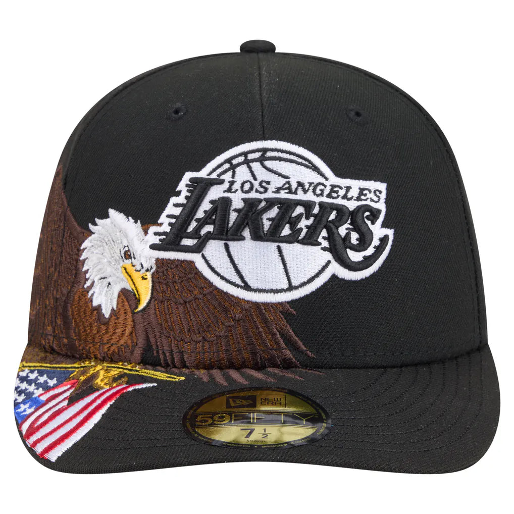 Los Angeles Lakers New Era Freedom Pre-Curved 59FIFTY Fitted Hat - Black Techwosell