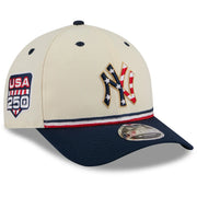 New York Yankees New Era Youth USA 250 9FORTY M-Crown Adjustable Hat - Cream/Navy Techwosell