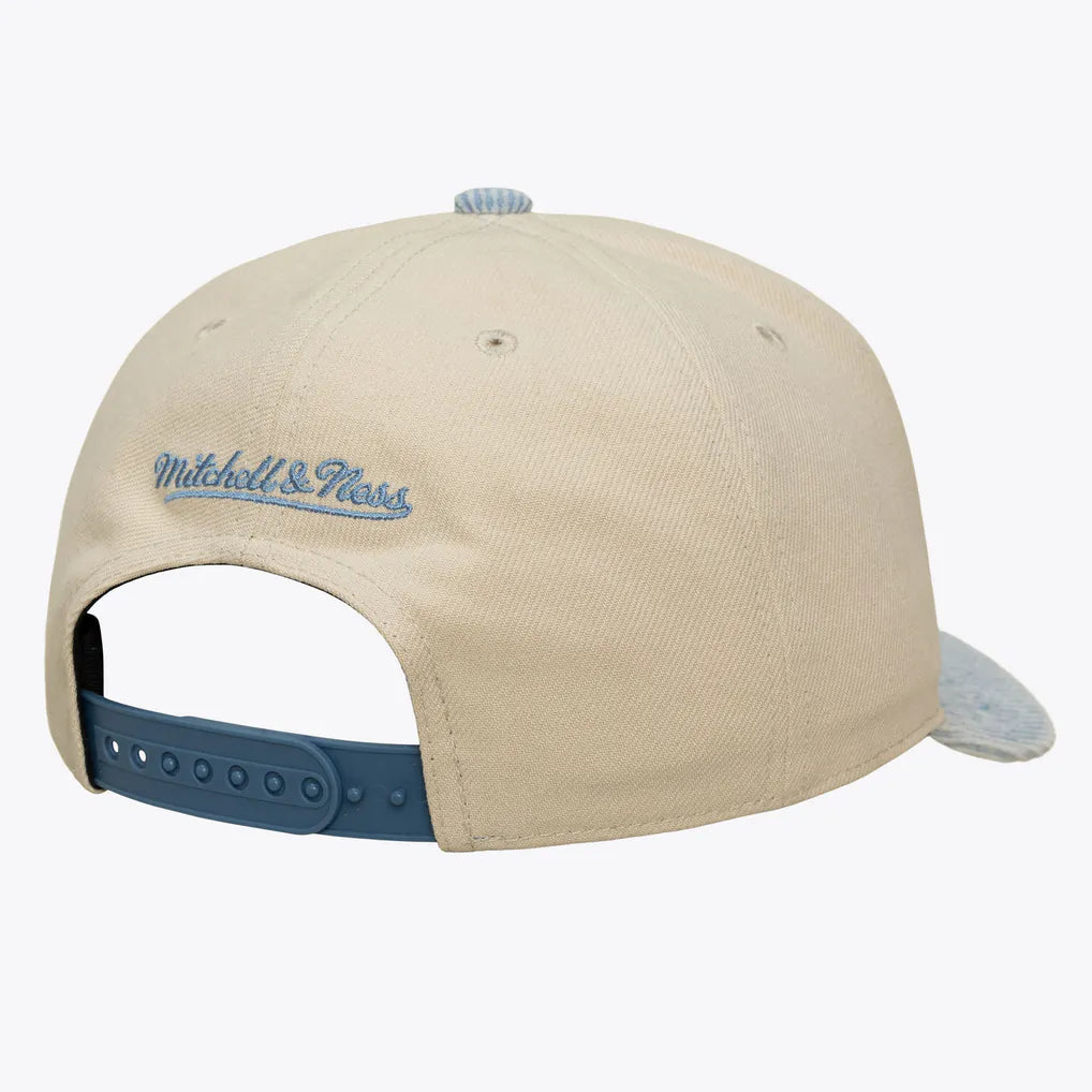 Boston Red Sox Mitchell & Ness Washed Corduroy Pro Crown Snapback Hat - Cream/Light Blue