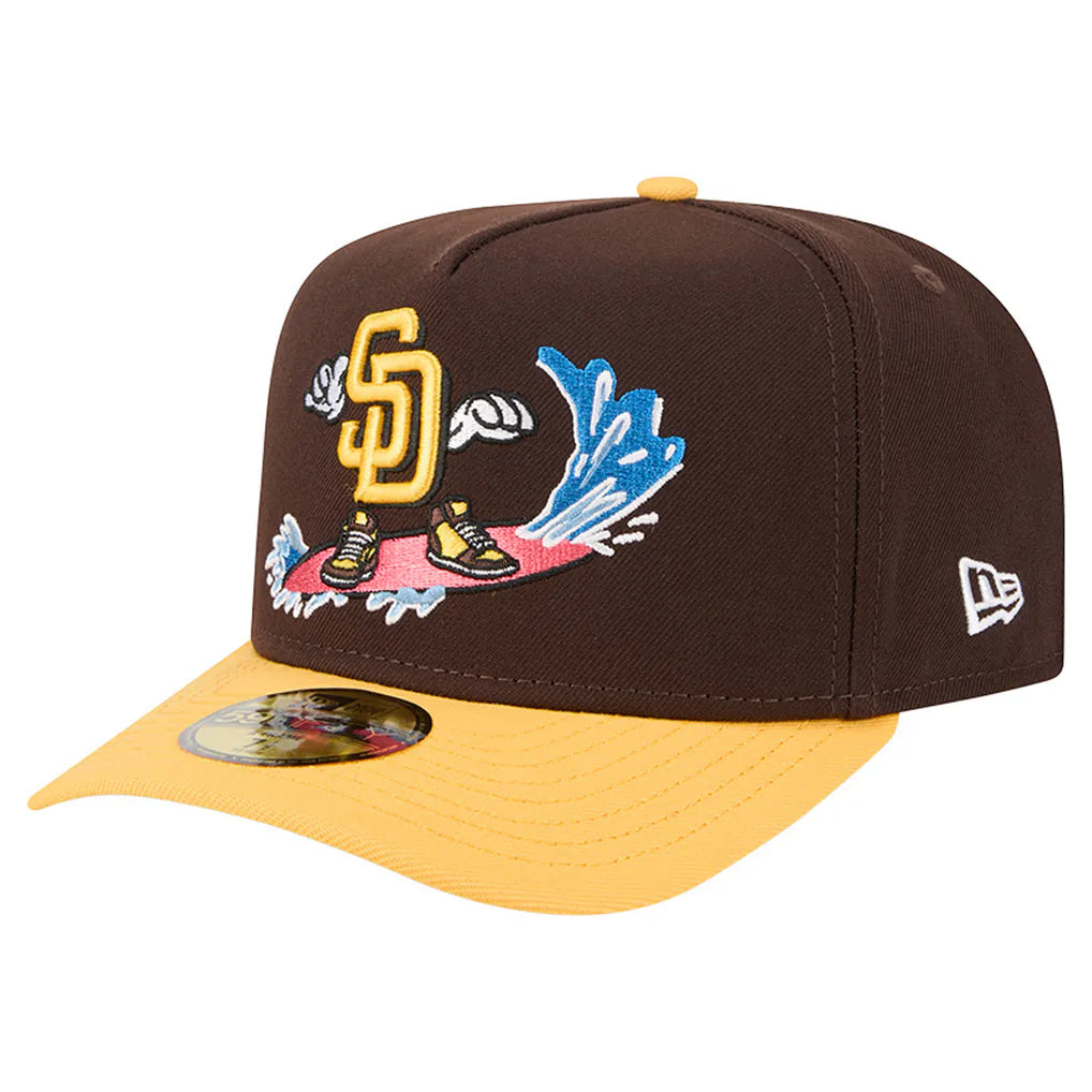 San Diego Padres New Era Cartoon A-Frame 59FIFTY Fitted Hat - Dark Brown/Yellow