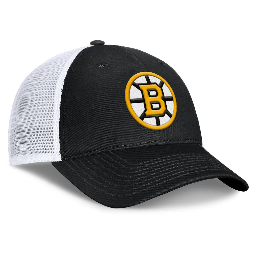 Boston Bruins Fanatics Core Primary Logo Trucker Adjustable Hat - Black/White Techwosell