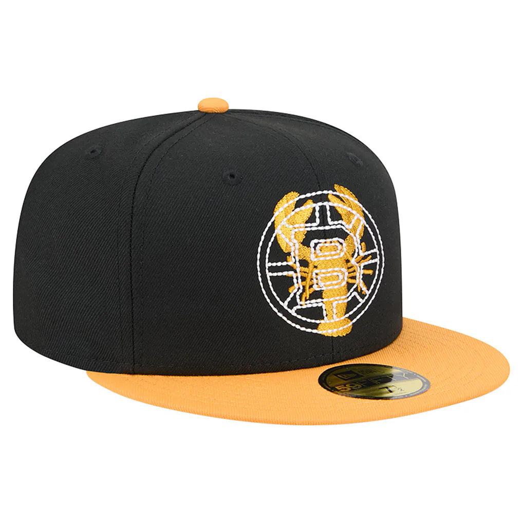 Boston Bruins New Era City Icon Stitched Overlay 59FIFTY Fitted Hat - Black/Gold