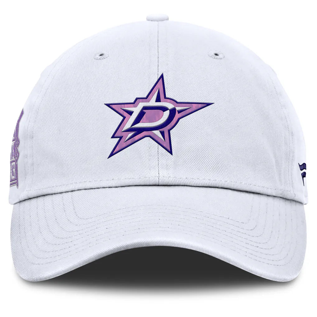Dallas Stars Fanatics Authentic Pro Hockey Fights Cancer Adjustable Hat - White Techwosell