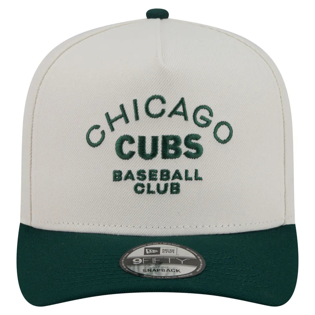 Chicago Cubs New Era Chrome A-Frame 9FIFTY Snapback Hat - Cream/Dark Green Techwosell