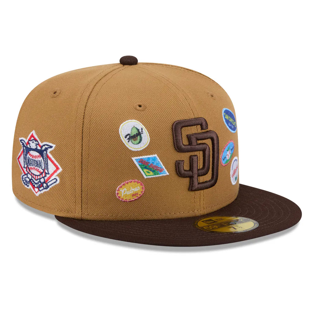 San Diego Padres New Era Fruit Sticker 59FIFTY Fitted Hat - Tan