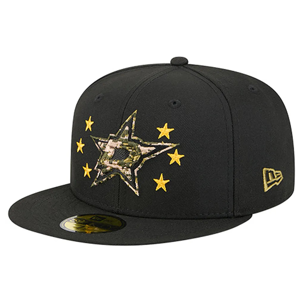 Dallas Stars New Era Military Appreciation Digital Camo Stars 59FIFTY Fitted Hat - Black
