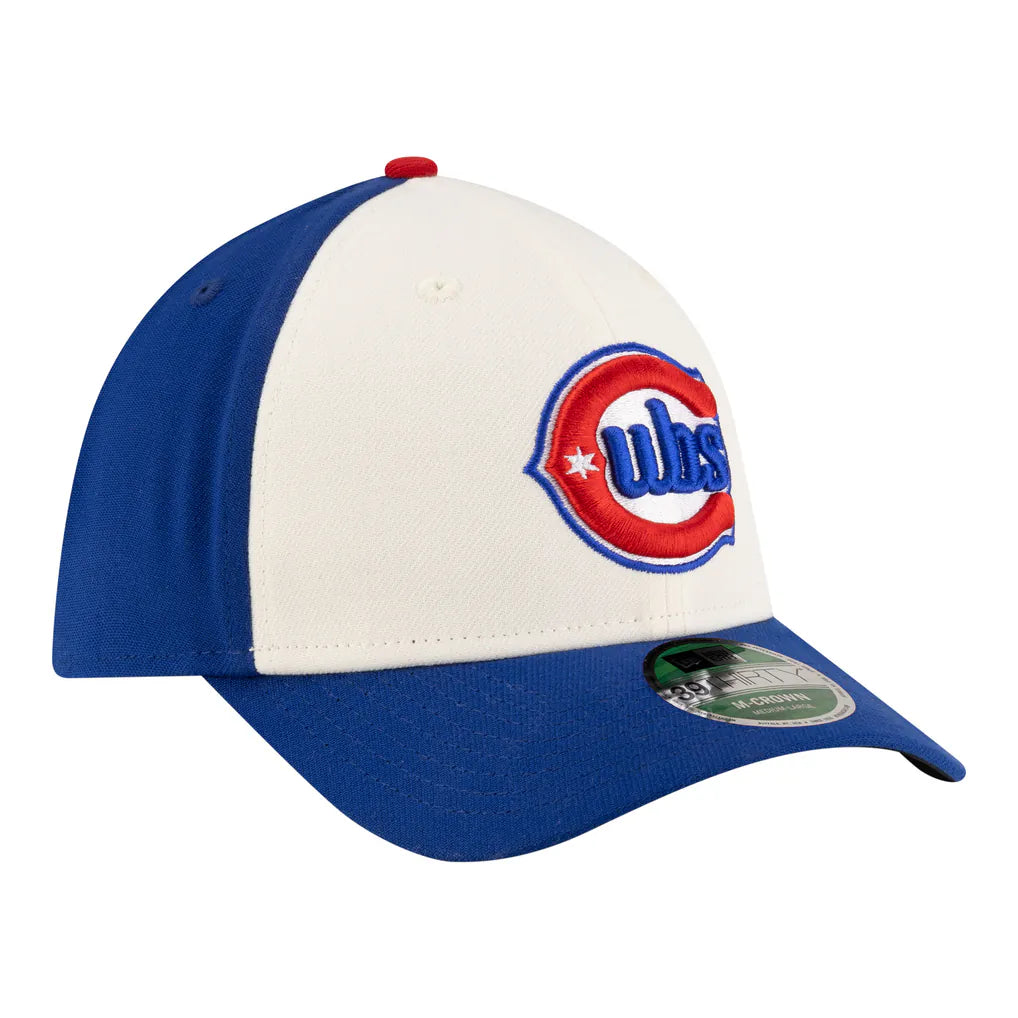 Chicago Cubs New Era Player Replica 39THIRTY M-Crown Flex Hat - White/Royal Techwosell