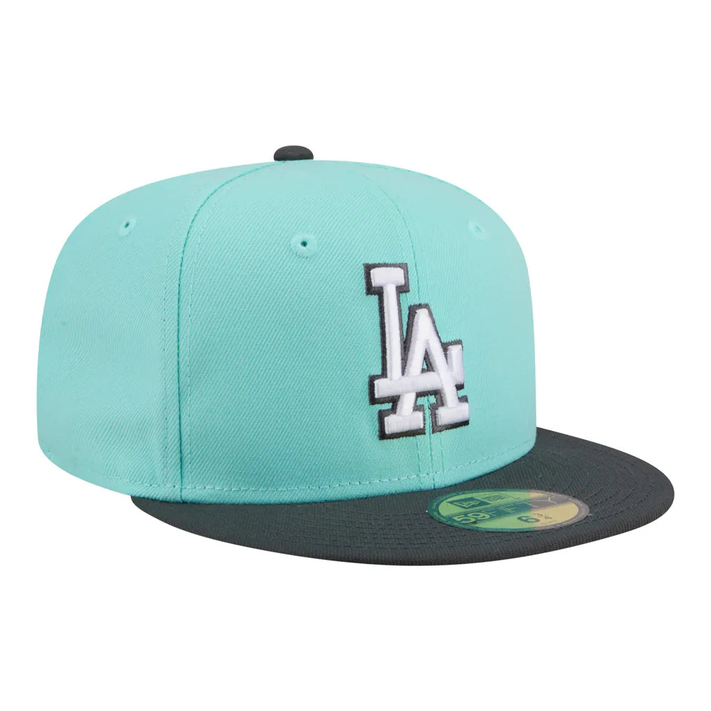 Los Angeles Dodgers New Era Two-Tone Color Pack 59FIFTY Fitted Hat - Turquoise/Charcoal Techwosell