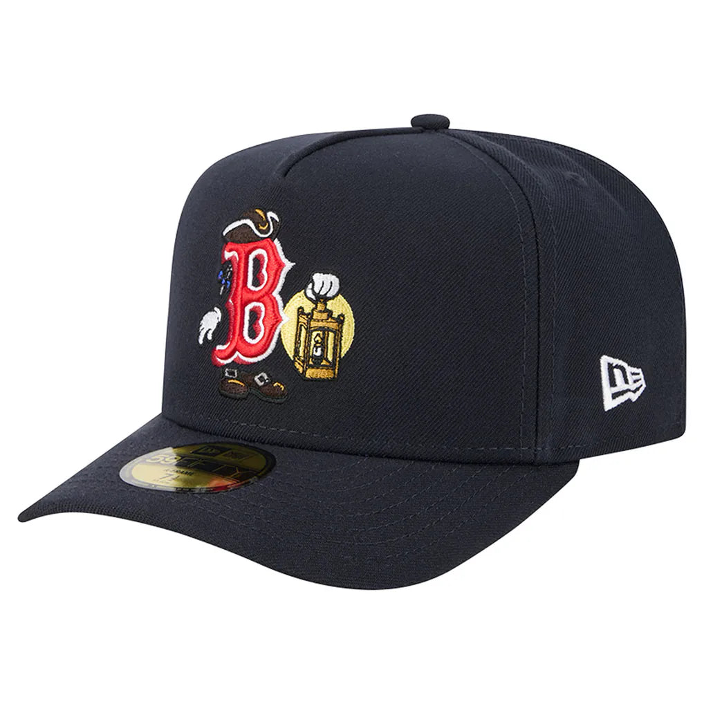 Boston Red Sox New Era Cartoon A-Frame 59FIFTY Fitted Hat - Navy Techwosell