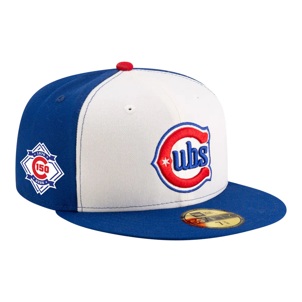Chicago Cubs New Era 150th Anniversary 59FIFTY Fitted Hat - White/Royal Techwosell