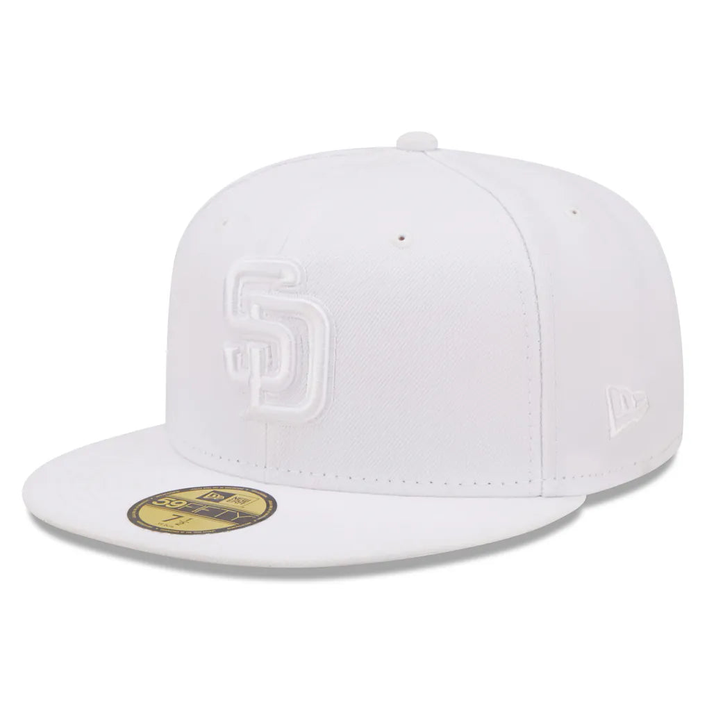 San Diego Padres New Era White on White 59FIFTY Fitted Hat