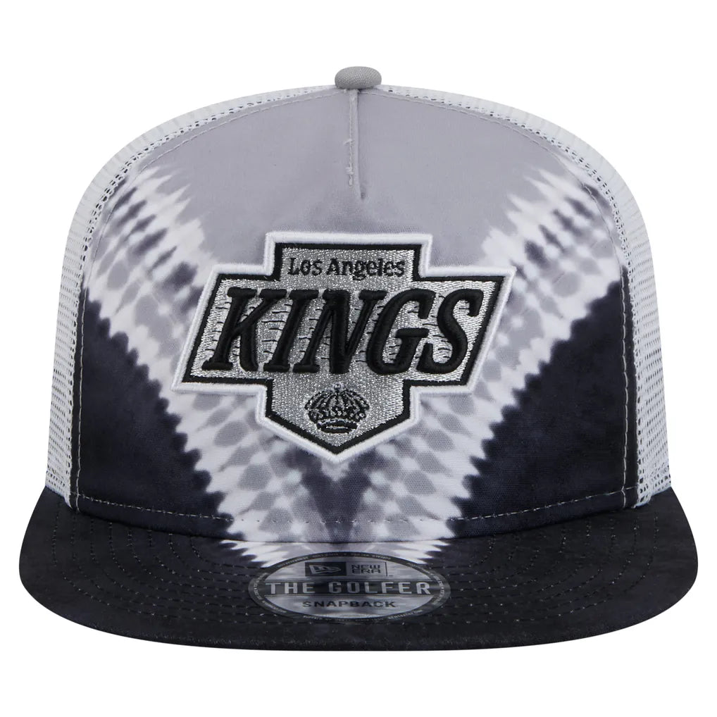 Los Angeles Kings New Era Throwback V-Dye Adjustable Golfer Hat - Black/Silver