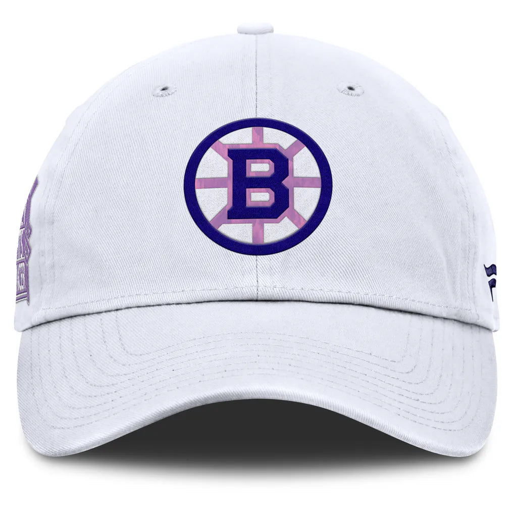 Boston Bruins Fanatics Authentic Pro Hockey Fights Cancer Adjustable Hat - White Techwosell