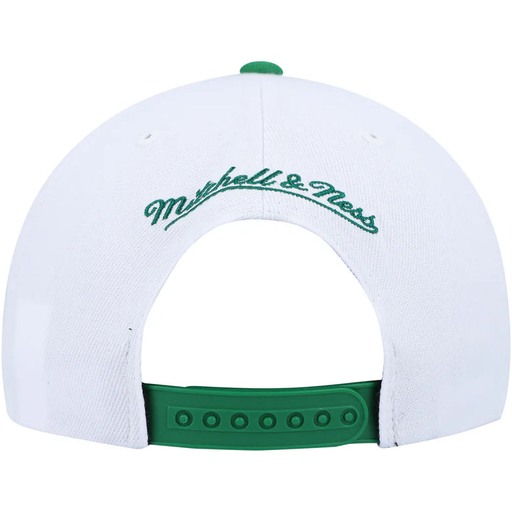 Boston Celtics Mitchell & Ness Side Core 2.0 Snapback Hat - White/Green