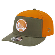 Golden State Warriors New Era Two-Tone Color Pack Split Panel 9FIFTY Adjustable Hat - Olive/Burnt Orange Techwosell