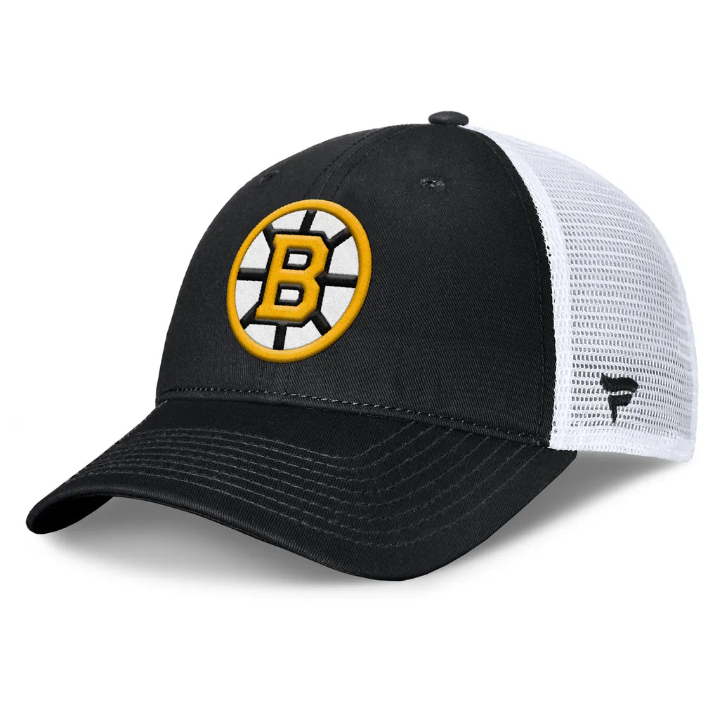 Boston Bruins Fanatics Core Primary Logo Trucker Adjustable Hat - Black/White Techwosell