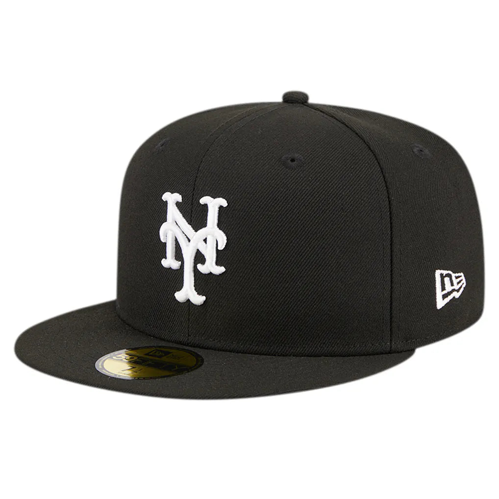New York Mets New Era Logo 59FIFTY Fitted Hat - Black