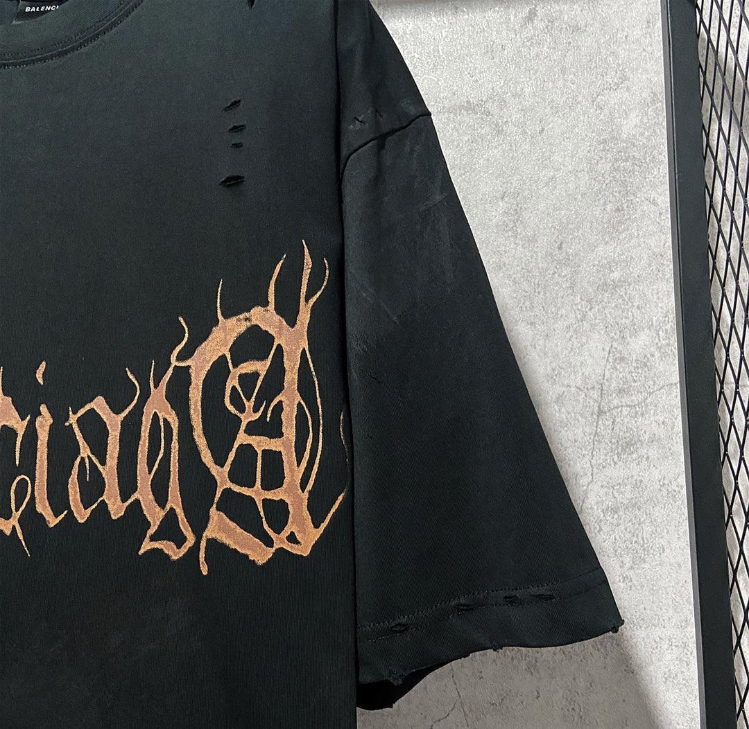 Balenciaga Faded Black T-Shirt Without Collar Techwosell
