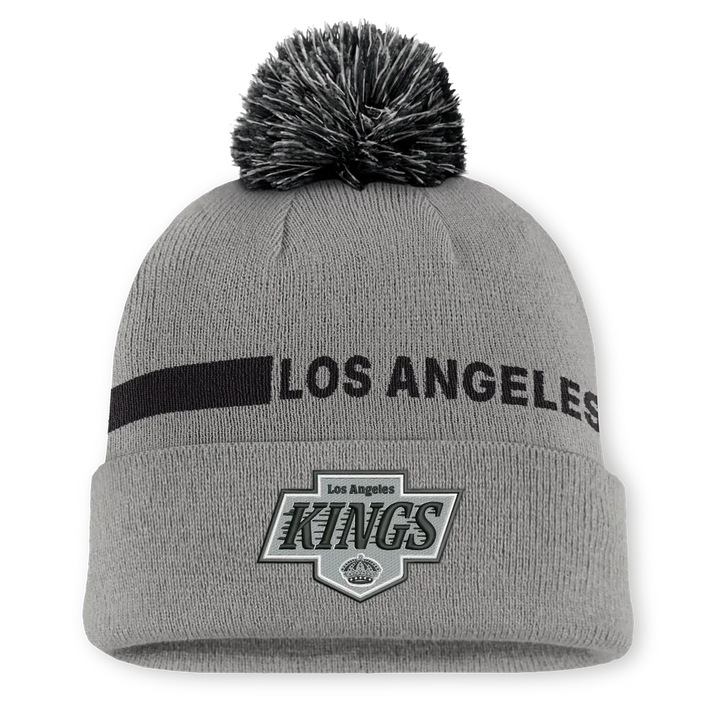 Los Angeles Kings Fanatics Authentic Pro Rink Cuffed Knit Hat with Pom - Gray