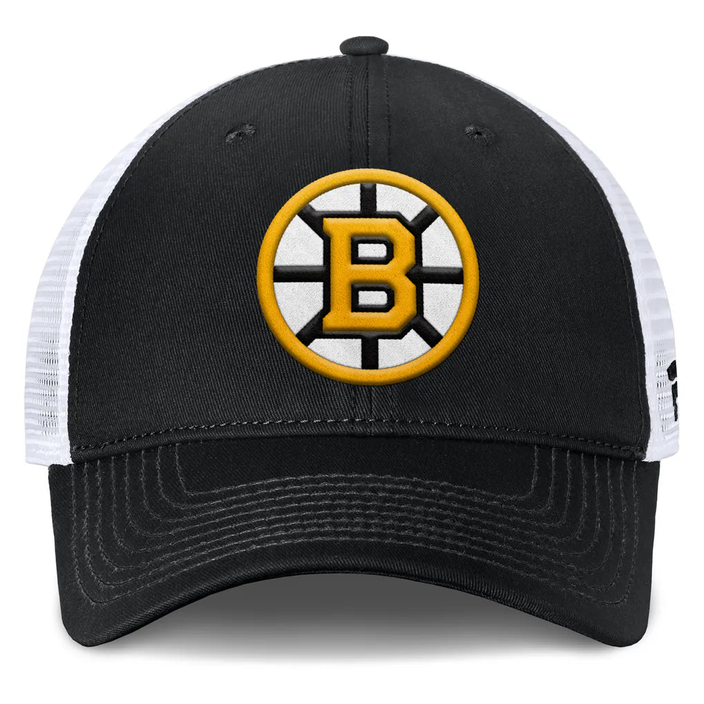 Boston Bruins Fanatics Core Primary Logo Trucker Adjustable Hat - Black/White Techwosell
