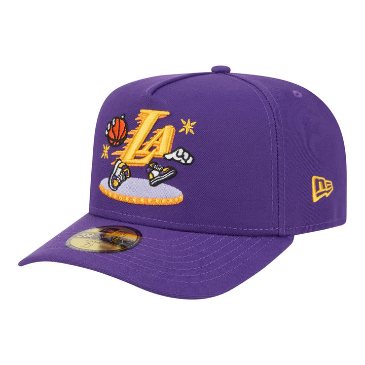 Los Angeles Lakers New Era Injection Cartoon Logo A-Frame 59FIFTY Fitted Hat - Purple