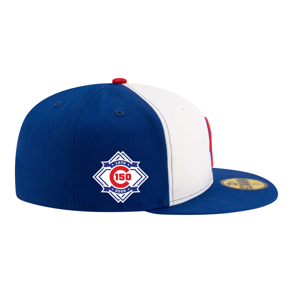 Chicago Cubs New Era 150th Anniversary 59FIFTY Fitted Hat - White/Royal Techwosell
