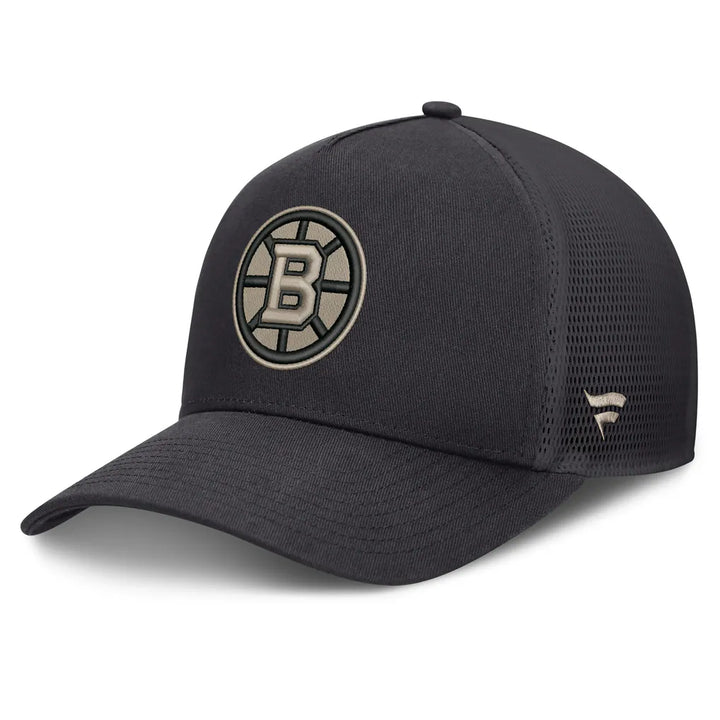 Boston Bruins Fanatics Road Soft Wash A-Frame Meshback Hat - Charcoal
