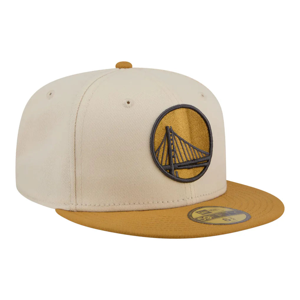 Golden State Warriors New Era Two-Tone Color Pack 59FIFTY Fitted Hat - Cream/Tan