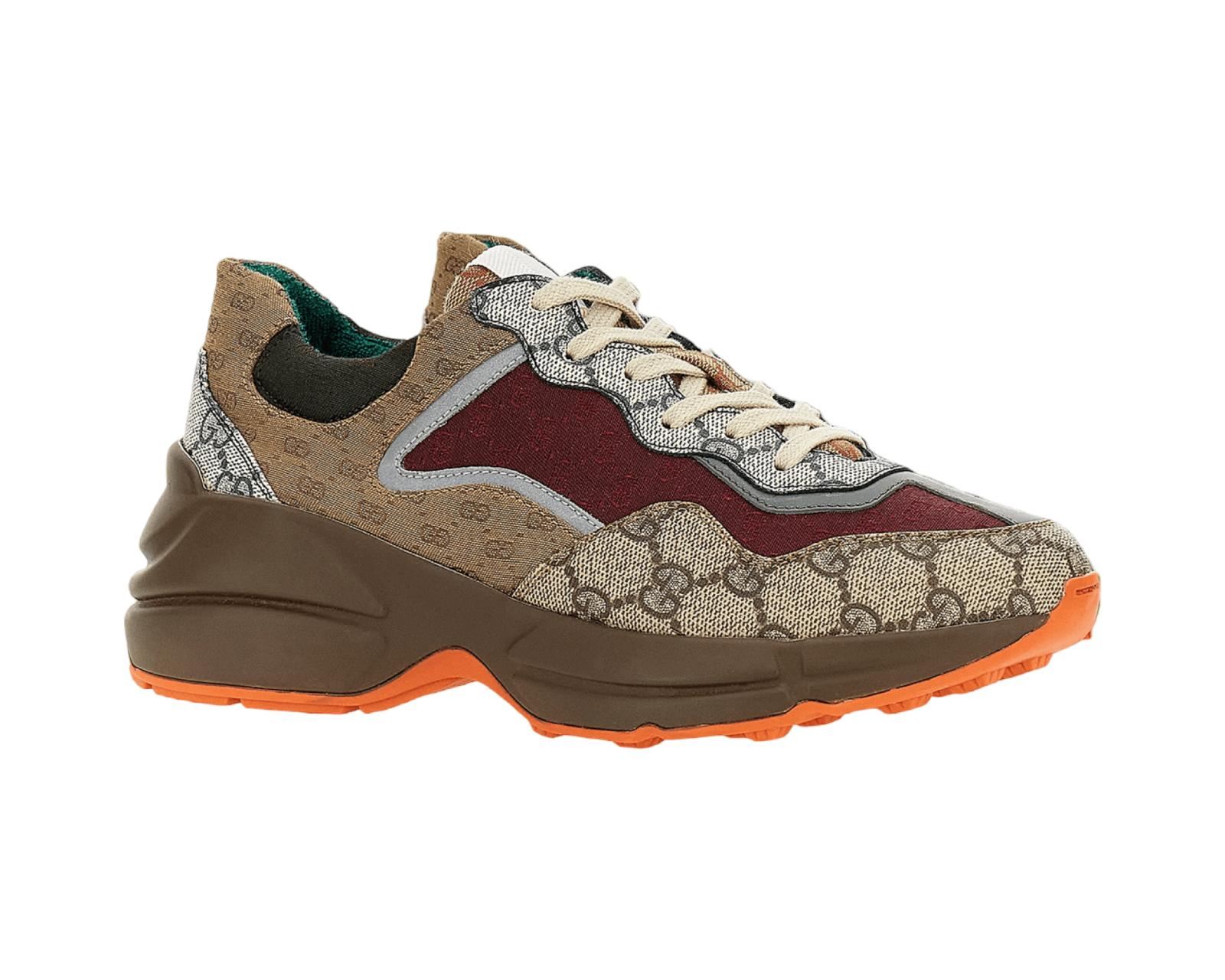 Gucci Rhyton "Beige Brick Red" Sneaker.