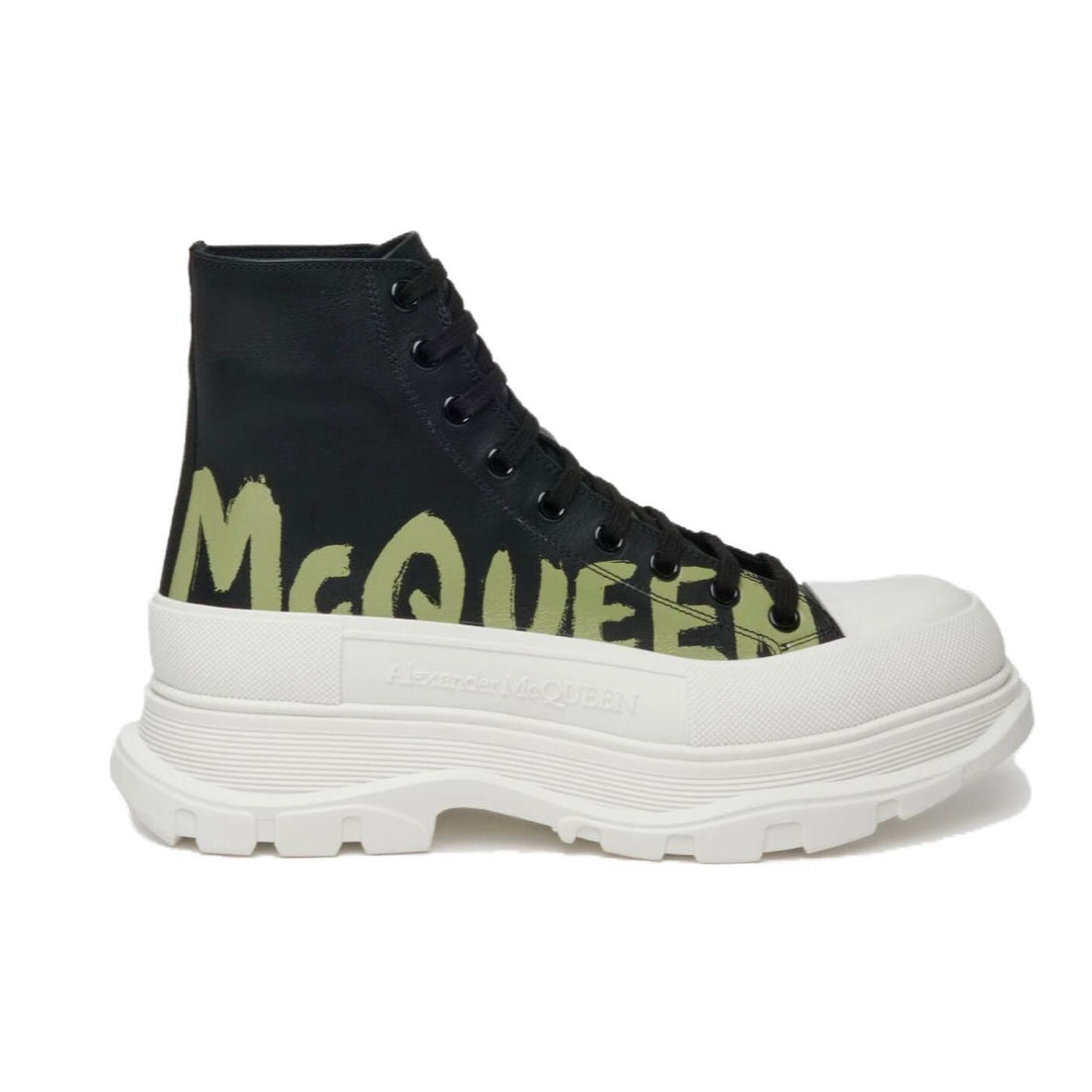 Alexander McQueen Tread Slick Lace-up High Top Shoes 'Black White Techwosell