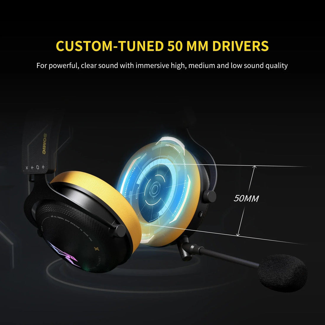 SOMIC G760 Wireless Bluetooth Wired Three Mode Game Headphones  2.4G Removable Mic DualSound Effect Mode Stereo RGB Light Headse