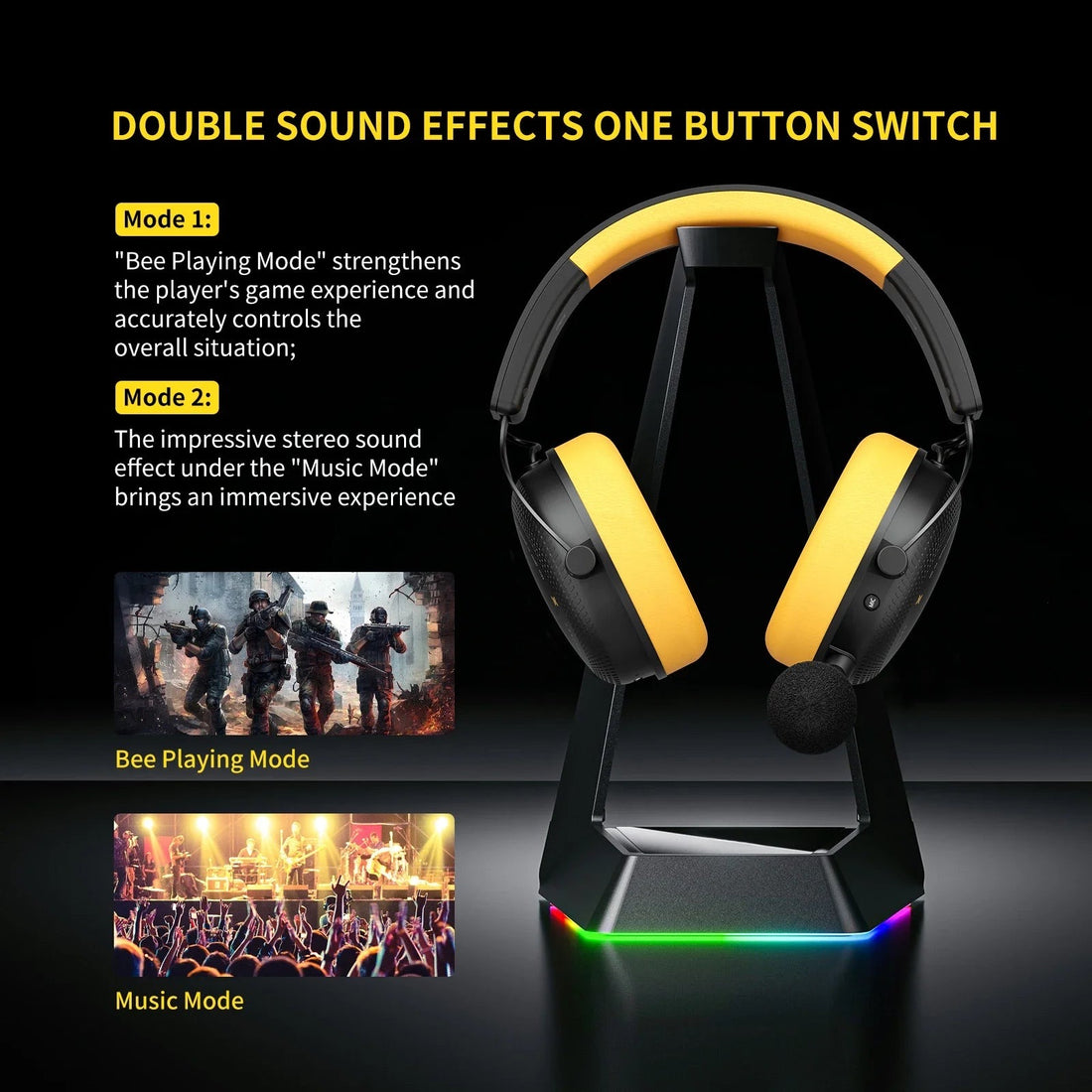 SOMIC G760 Wireless Bluetooth Wired Three Mode Game Headphones  2.4G Removable Mic DualSound Effect Mode Stereo RGB Light Headse