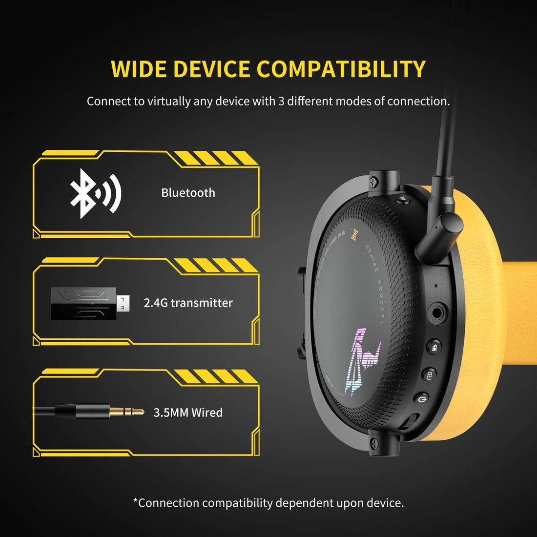 SOMIC G760 Wireless Bluetooth Wired Three Mode Game Headphones  2.4G Removable Mic DualSound Effect Mode Stereo RGB Light Headse