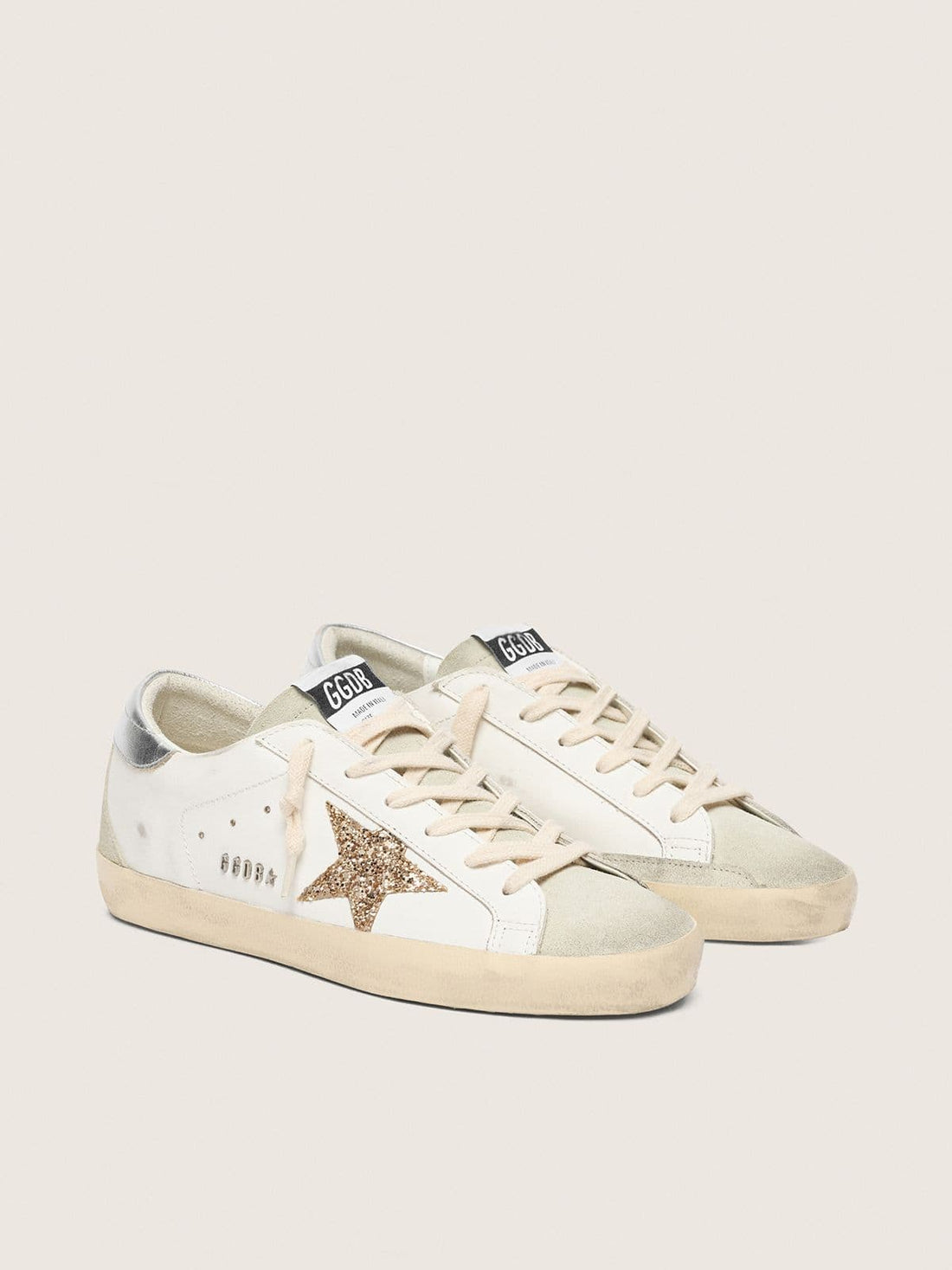 Women's Super-Star with gold glitter star and ice-gray suede inserts Techwosell