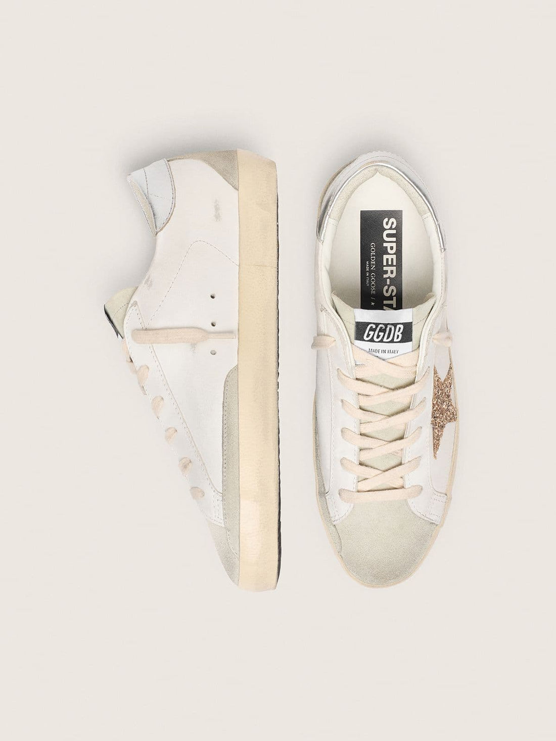 Women's Super-Star with gold glitter star and ice-gray suede inserts Techwosell